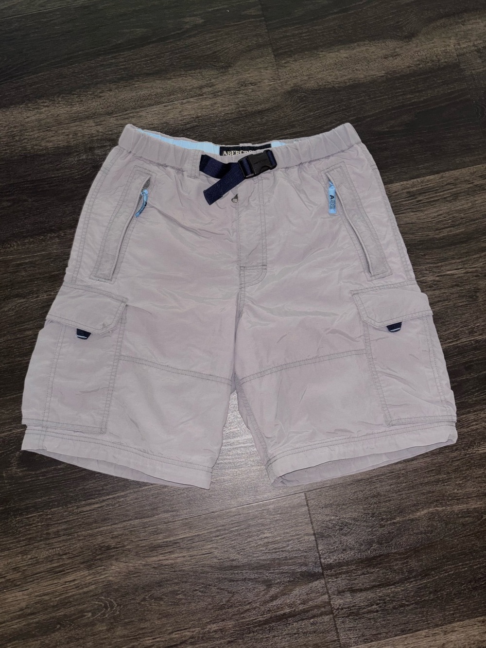 Vintage Y2K Abercrombie Baggy Cargo Shorts Size Small Grey Blue